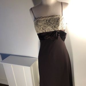 SEXY N SILK CHOCOLATE AND CREAM SLIP DRESS